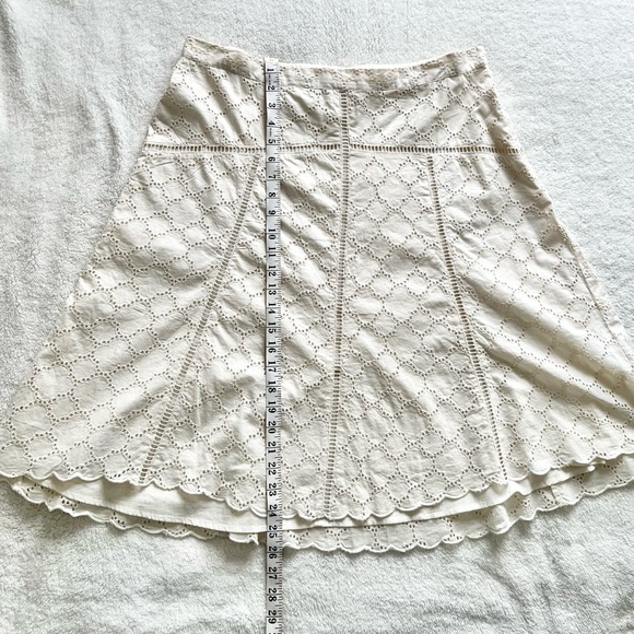 Loft Cotton Eyelet Cream A-Line Skirt with Scalloped Hem NWOT - Picture 9 of 12